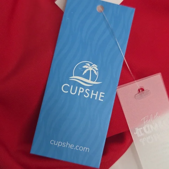 Cupshe Red Ruffled Sweetheart Neckline Long Torso One Piece Swimsuit Size LT - Picture 12 of 12